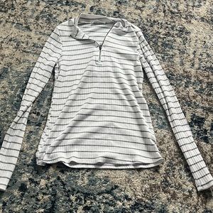White Striped Quarter Zip Top